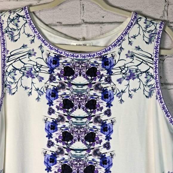 SOPHIE MAX SLEEELESS KNIT DRESS WHITE WITH BLUE AND PURPLE SIZE MED WOMENS - Picture 4 of 6